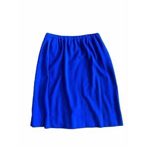 Vintage Bleyle Skirt Royal Blue Wool Pencil Mid Length 18 Stretch Waist Pencil